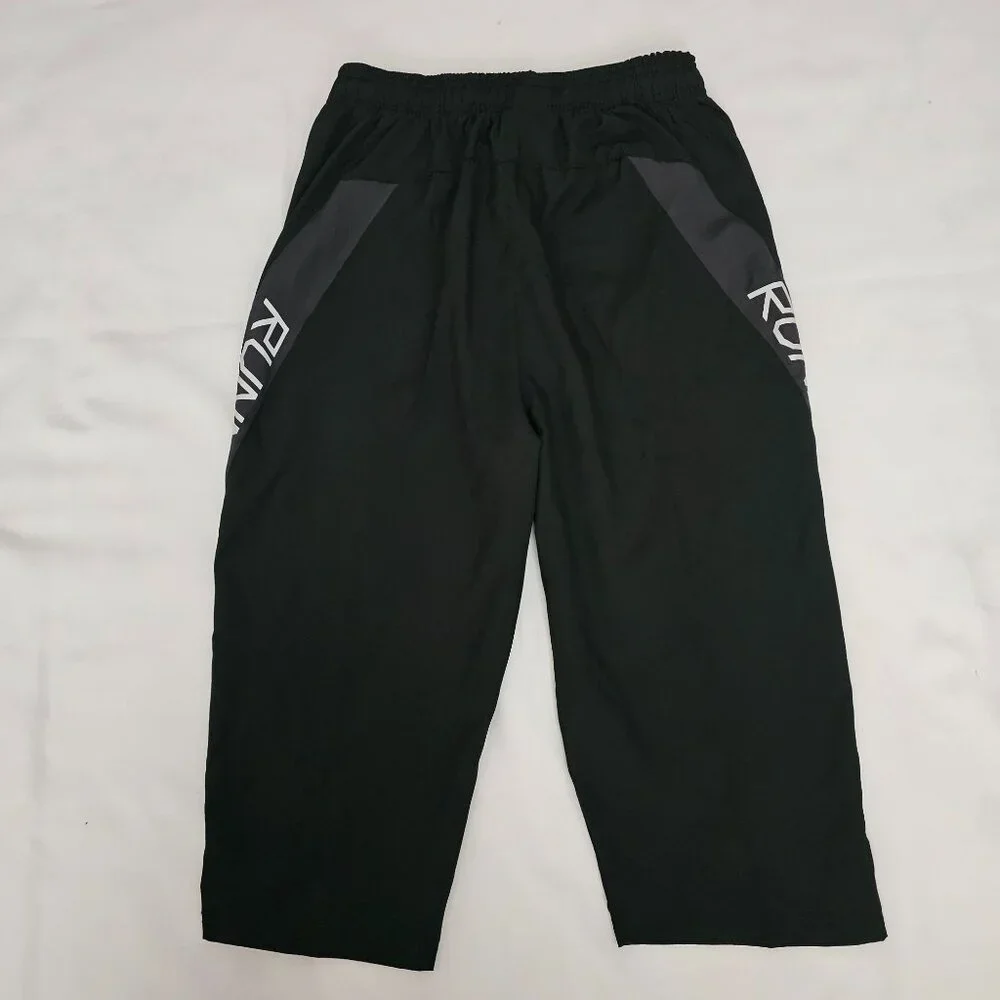 Men's Black Quick Dry Zippered Pockets Cropped Running Jogging Pants Size Small - Picture 4 of 12